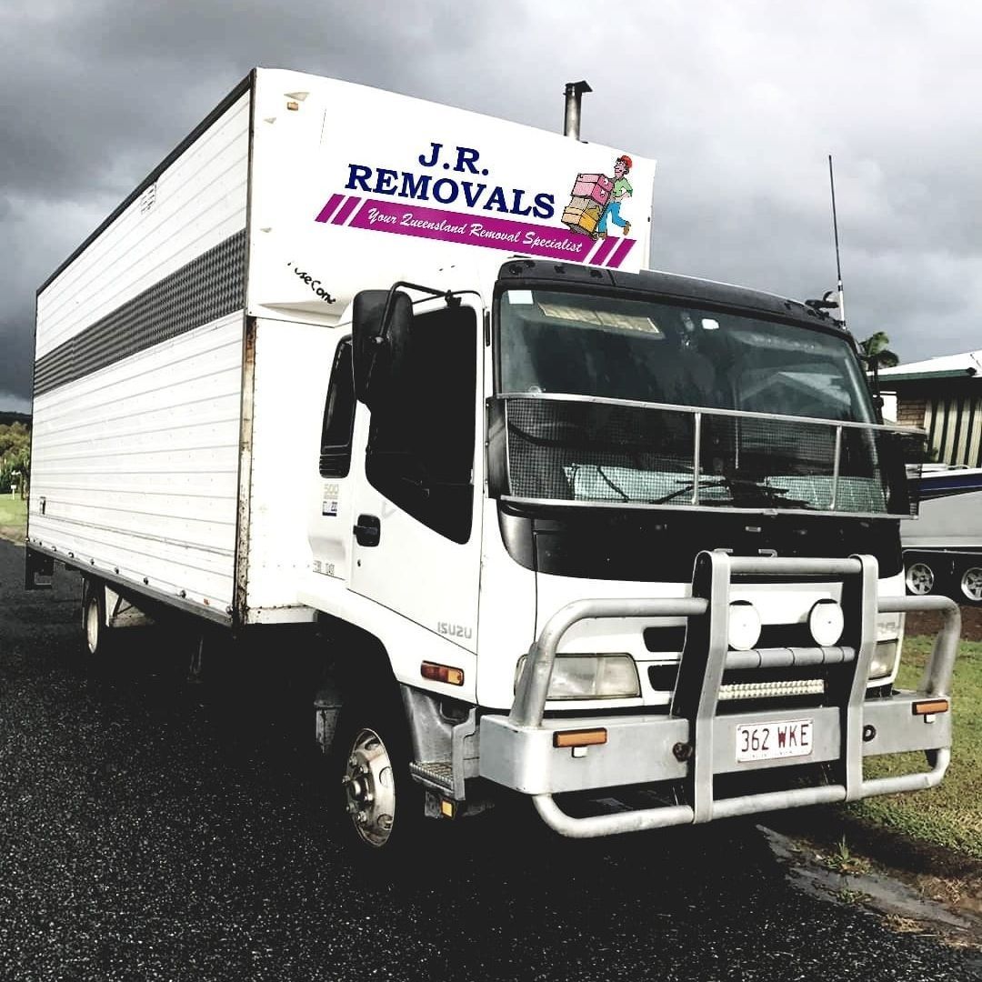 White J.R. Removals Truck Parked on a Street — JR Removals Mackay In Bucasia, QLD