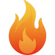 Orange and yellow flame icon on a white background