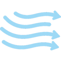 Four light blue wavy arrows flowing right