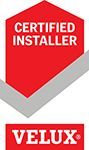 Velux Certified Installer logo with a red badge and checkmark.