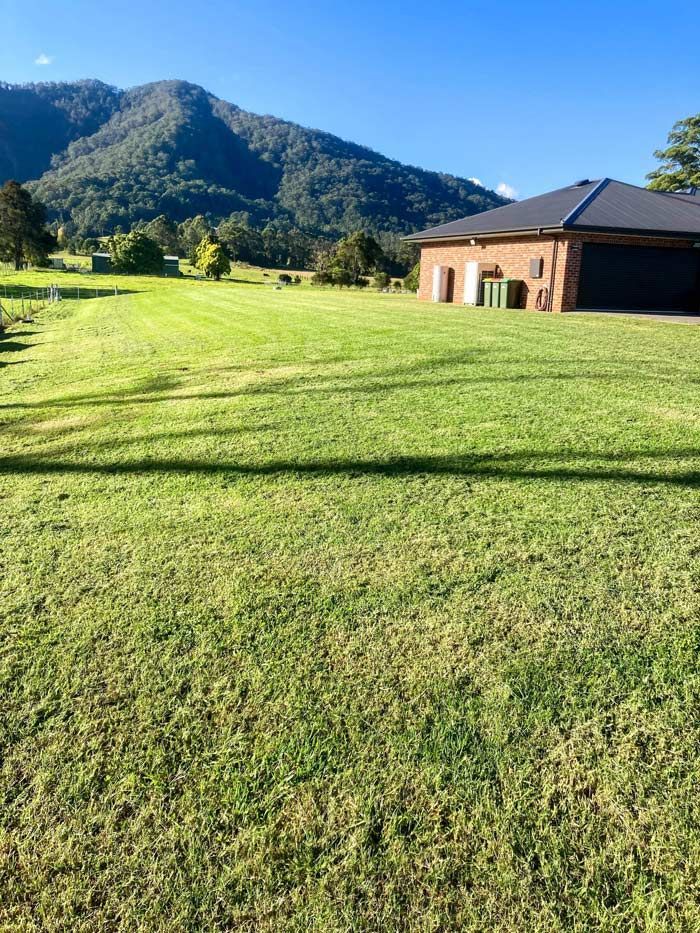 House With Big Landscape Lawn And Mountain Forest Background — All Assist In Nana Glen NSW