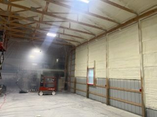 A large building with a lot of foam on the walls and ceiling.