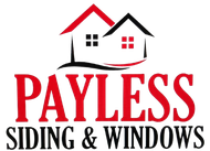 A logo for Payless Siding & Windows with a house on it