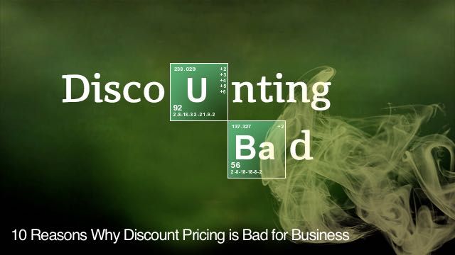 A green background with the words discounting bad in 