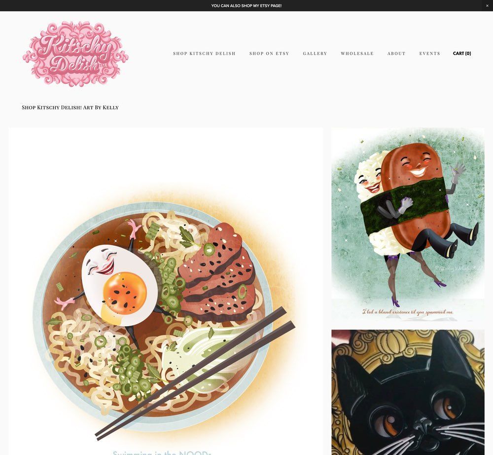 Kitschy Delish home page illustrations