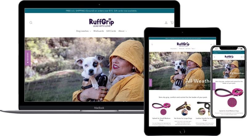 RuffGrip website home page shown on multiple devices