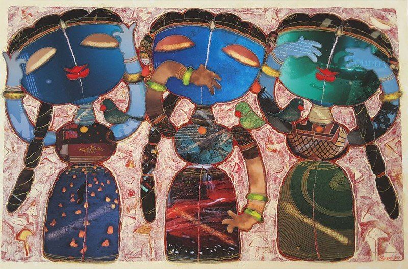 Three wise girls 24x36 inches painting