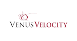 the logo for venus velocity is a red and white logo on a white background .