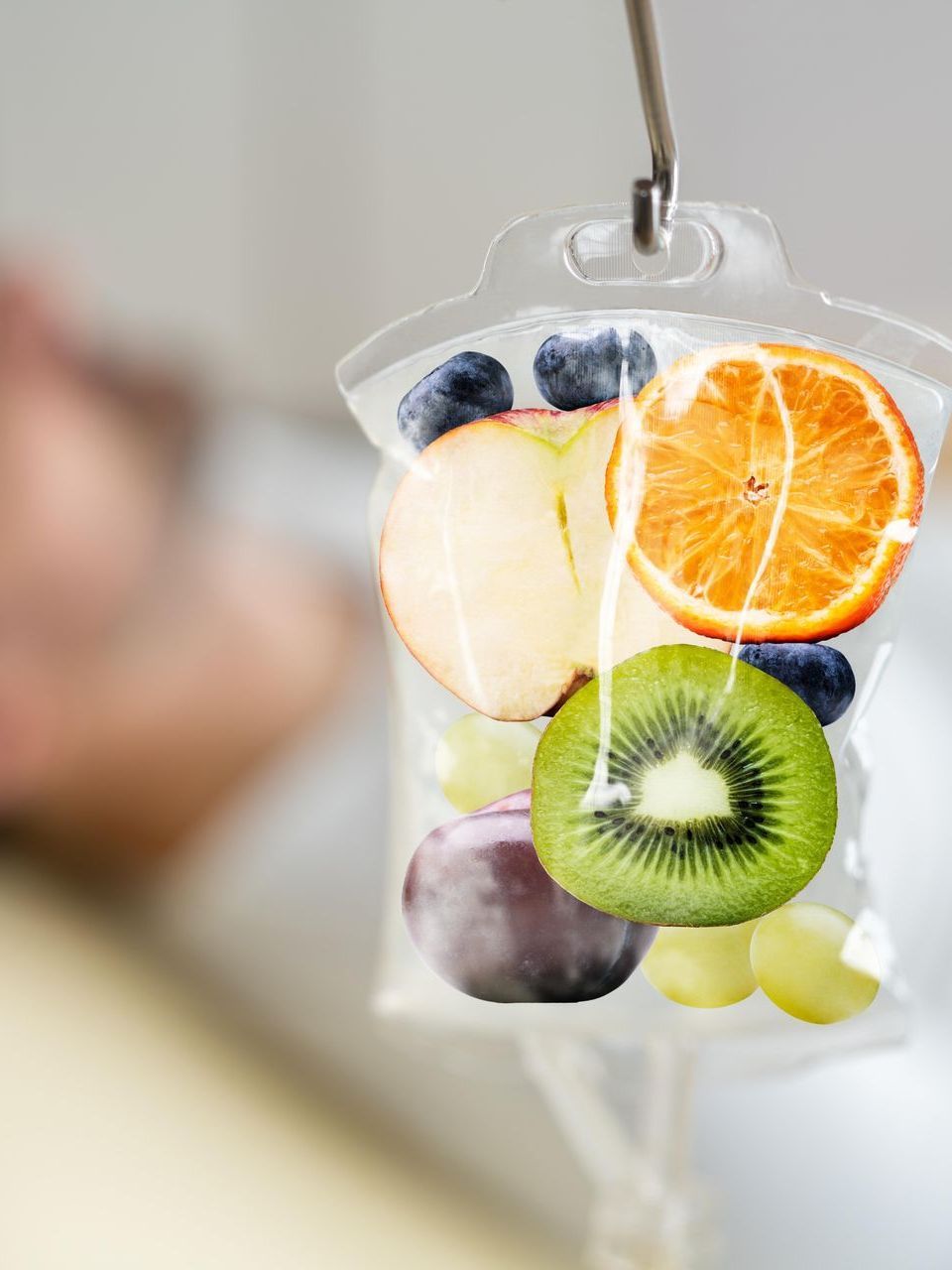 a person is getting a bag of fruit infusion .
