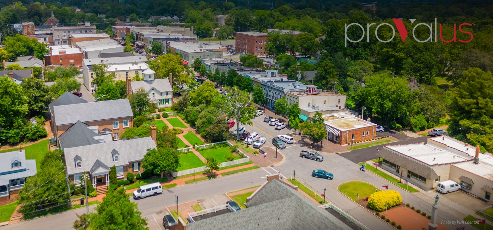 Aerial view of downtown Edenton, North Carolina