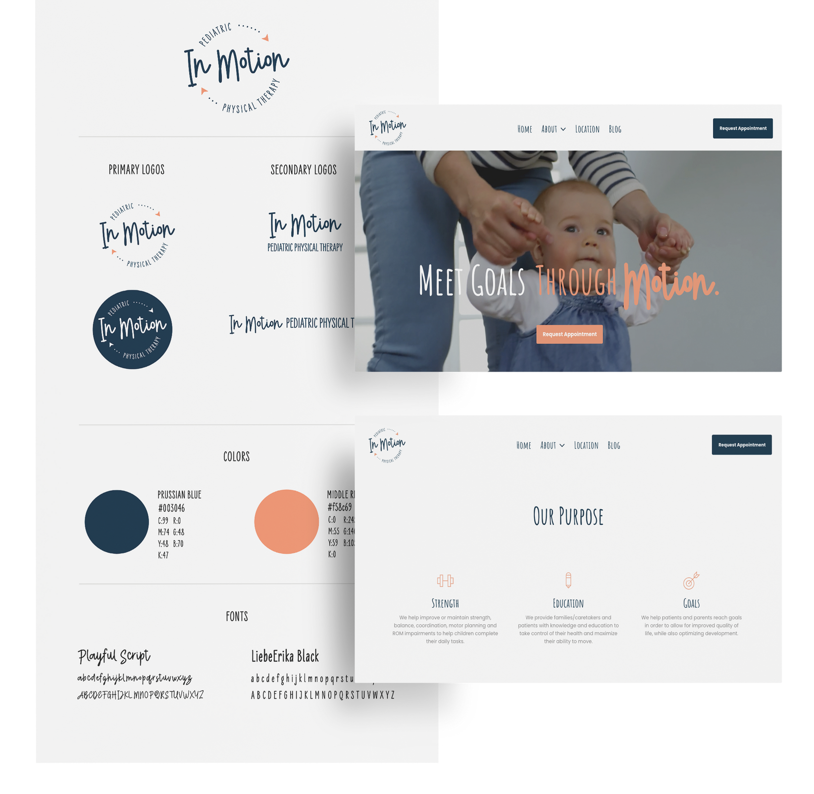 Web design and branding provided by Crandall Design Co for a physical therapist provider