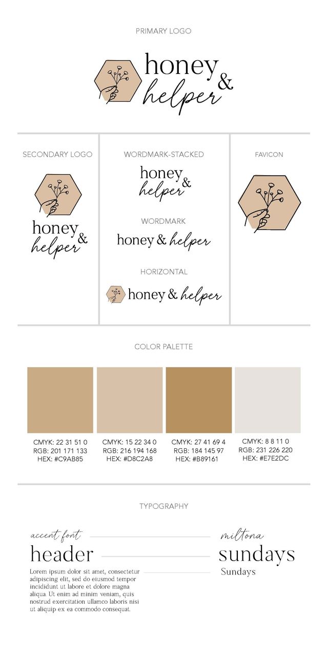 Honey and Helper color palette created by Crandall Design Co