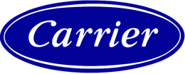 Carrier logo in white text on a blue oval.
