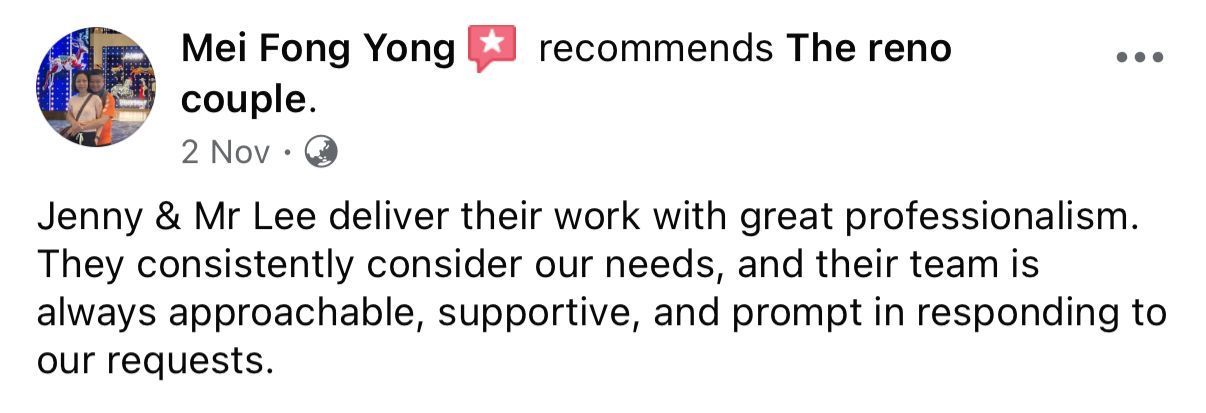 An image of a Facebook review from Mei Fong Yong