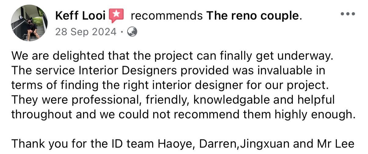 An image of a Facebook review from Keff Looi