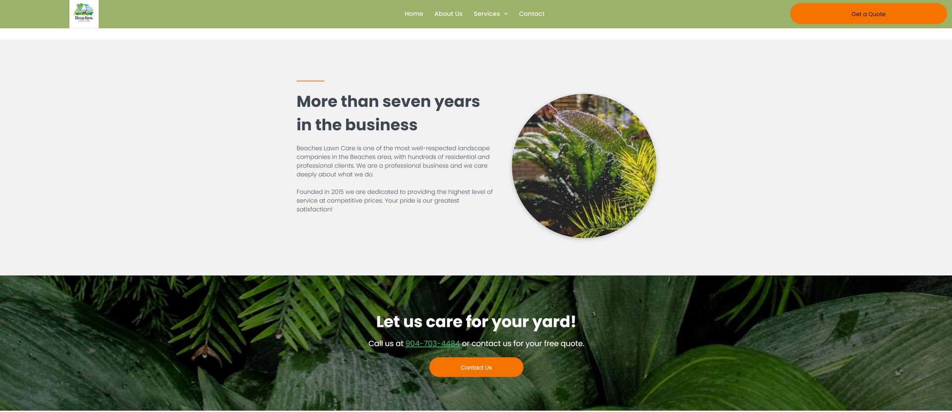 Website homepage with text 