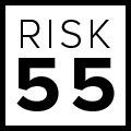 Black and white logo reading “RISK 55”