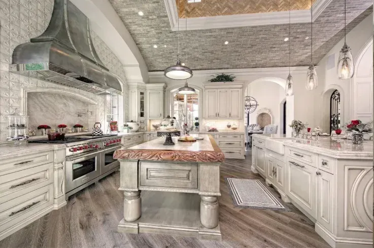 Luxury kitchen with large island designed for entertaining guests