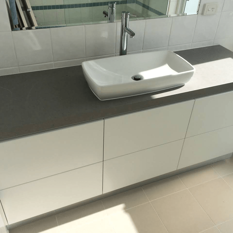A Bathroom Cabinet Counter with Sink and Mirror, Crafted for Style and Functionality — Bathroom Vanity Cabinets on the Sunshine Coast QLD