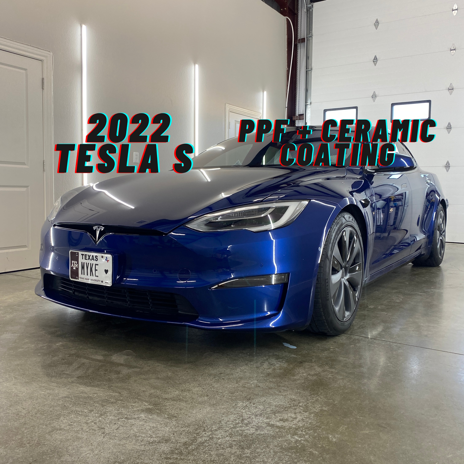 2022 Tesla Model S in College Station, TX, protected with PPF and ceramic coating