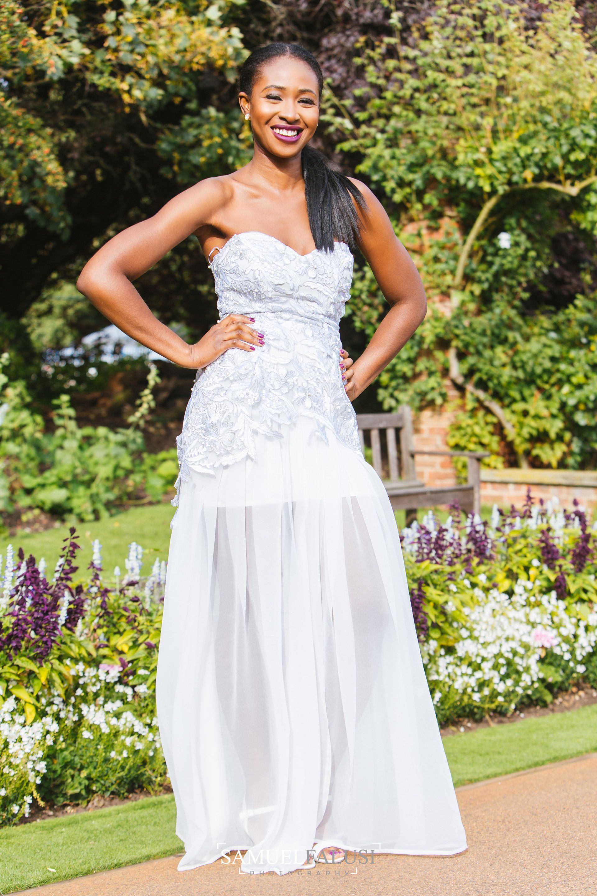 wedding dress model at venue