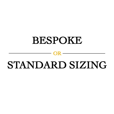 a logo that says bespoke or standard sizing on a white background .