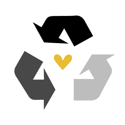 a recycling symbol with three arrows and a heart in the middle