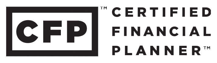 A black and white logo for a certified financial planner.