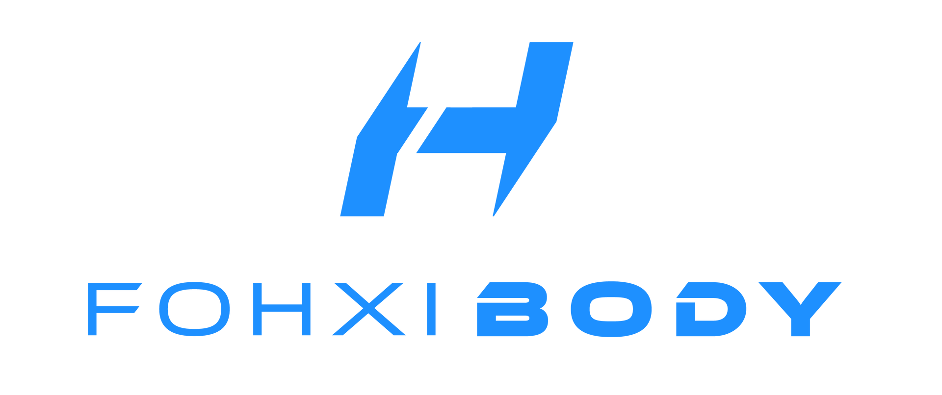 A blue logo for an online fitness trainer fohxi body