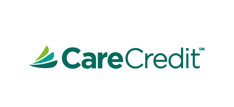 CareCredit logo. Green and teal abstract shape with the company name in dark green.
