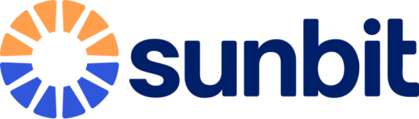 Sunbit logo: sun-like symbol with orange and blue segments, next to the word