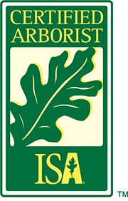 Certified Arborist logo: green rectangle with 