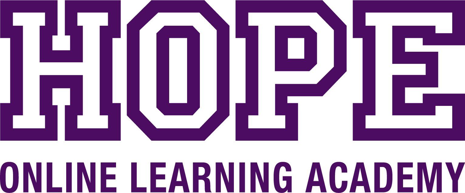 The logo for hope online learning academy is purple and white.