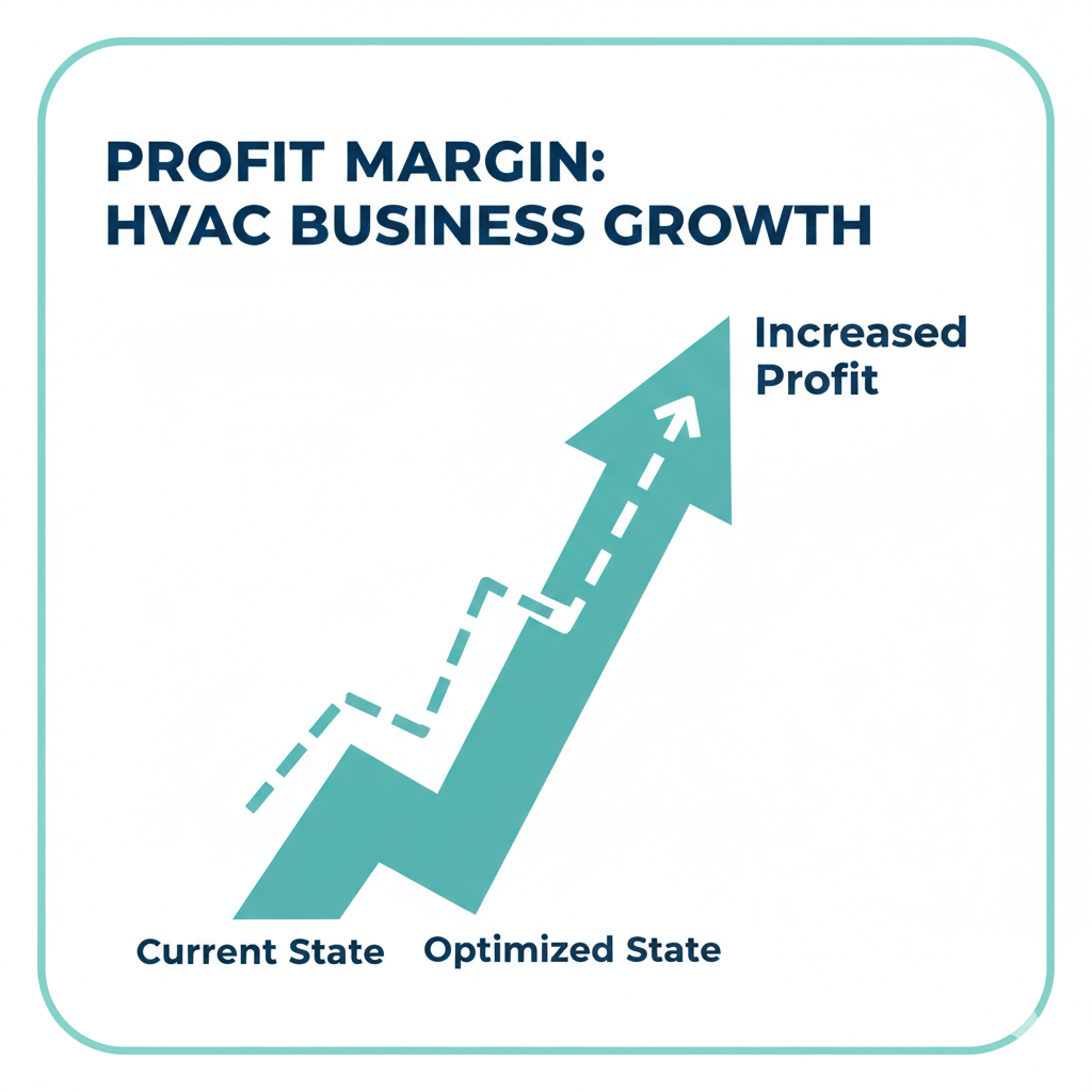 Arrow graph showing air co business profit margin increasing, going from current to optimized state.