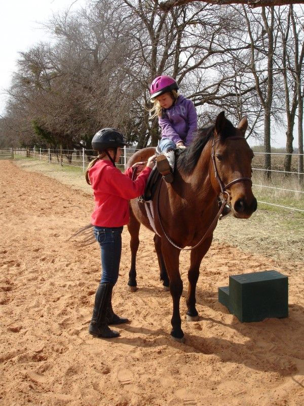 A little girl in a pink helmet is riding a brown horse - Anna, TX - Spirit Song Youth Equestrian Academy