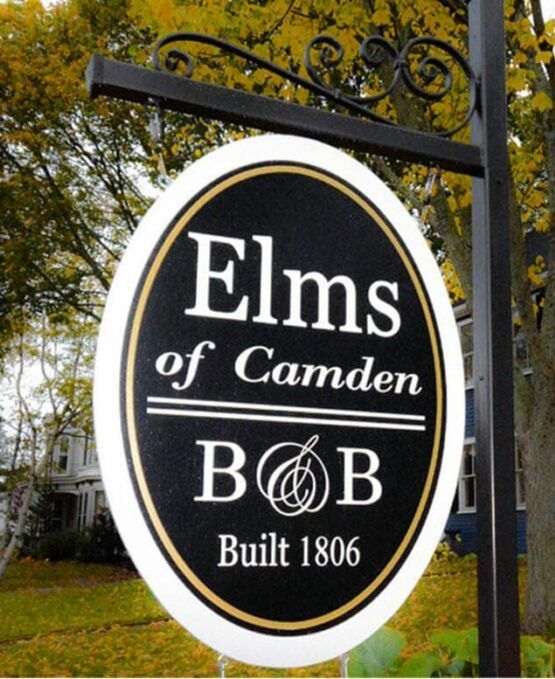 A sign for elms of camden bob built in 1806