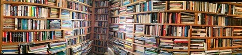 A library filled with lots of books on shelves.