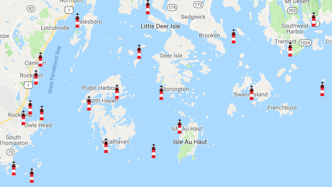 A map of a large body of water with a lot of islands.