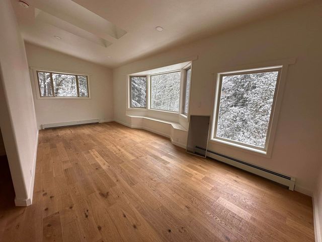 Cozy window nook with mountain view