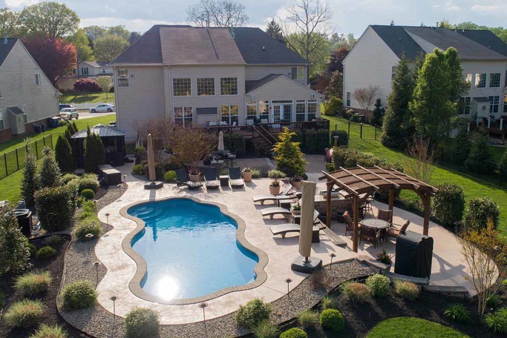 Complete backyard with new fiberglass pool