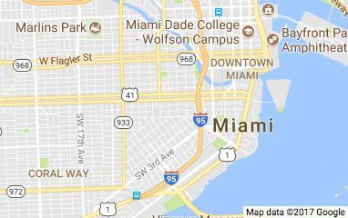 A map of miami dade college , wolfson campus , and downtown miami.
