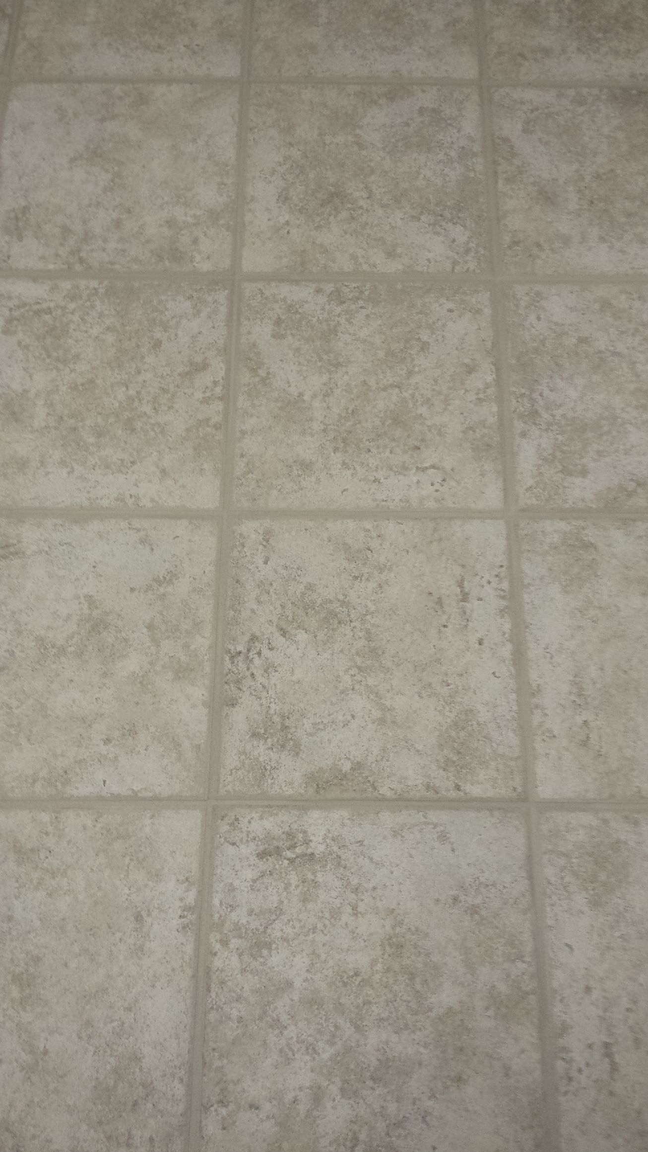 A close up of a tiled floor with white grout.