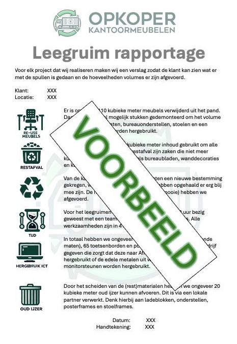 Gratis leegruim rapportage bij opkoper kantoormeubelen
