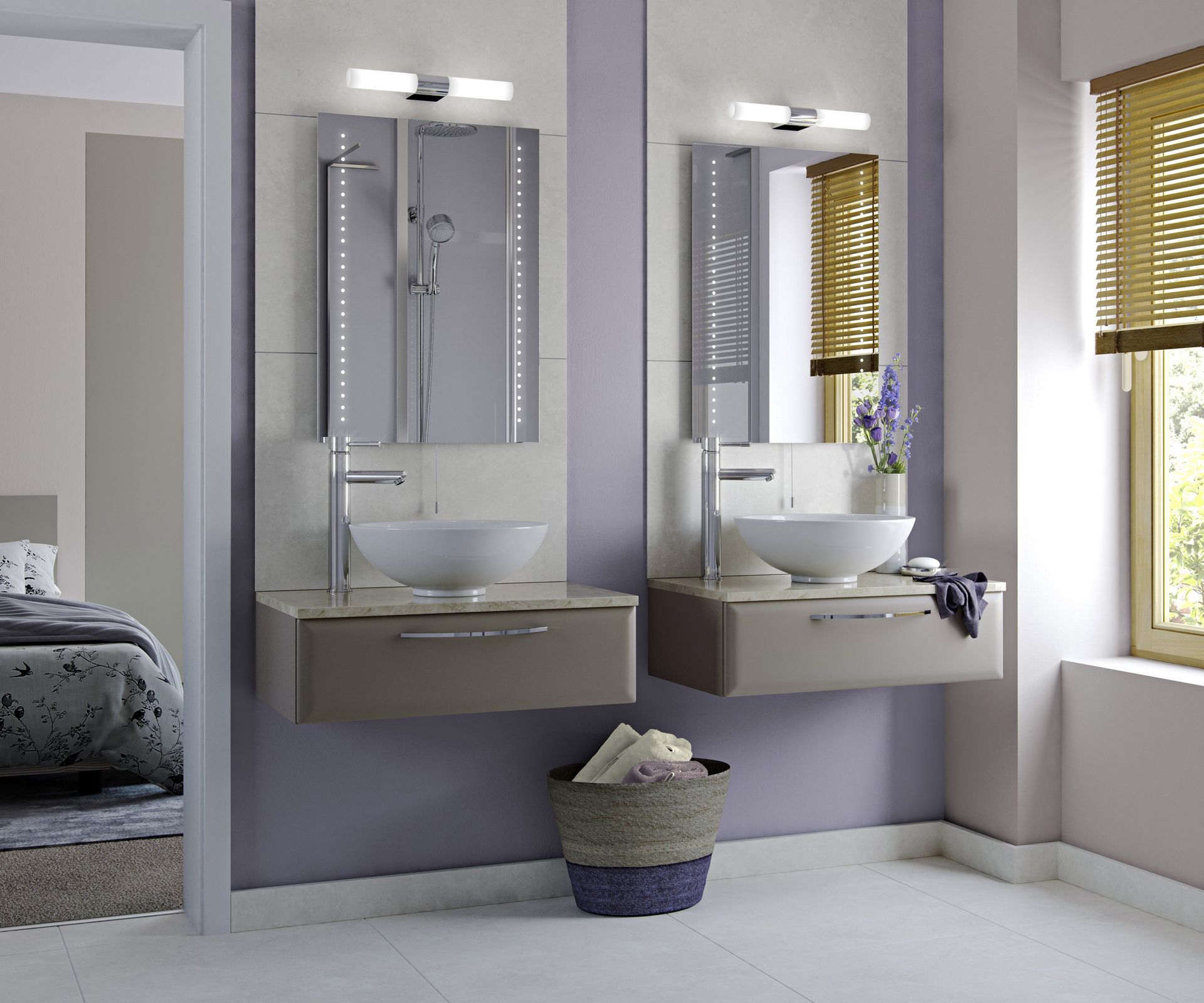 wash basins with mirrors
