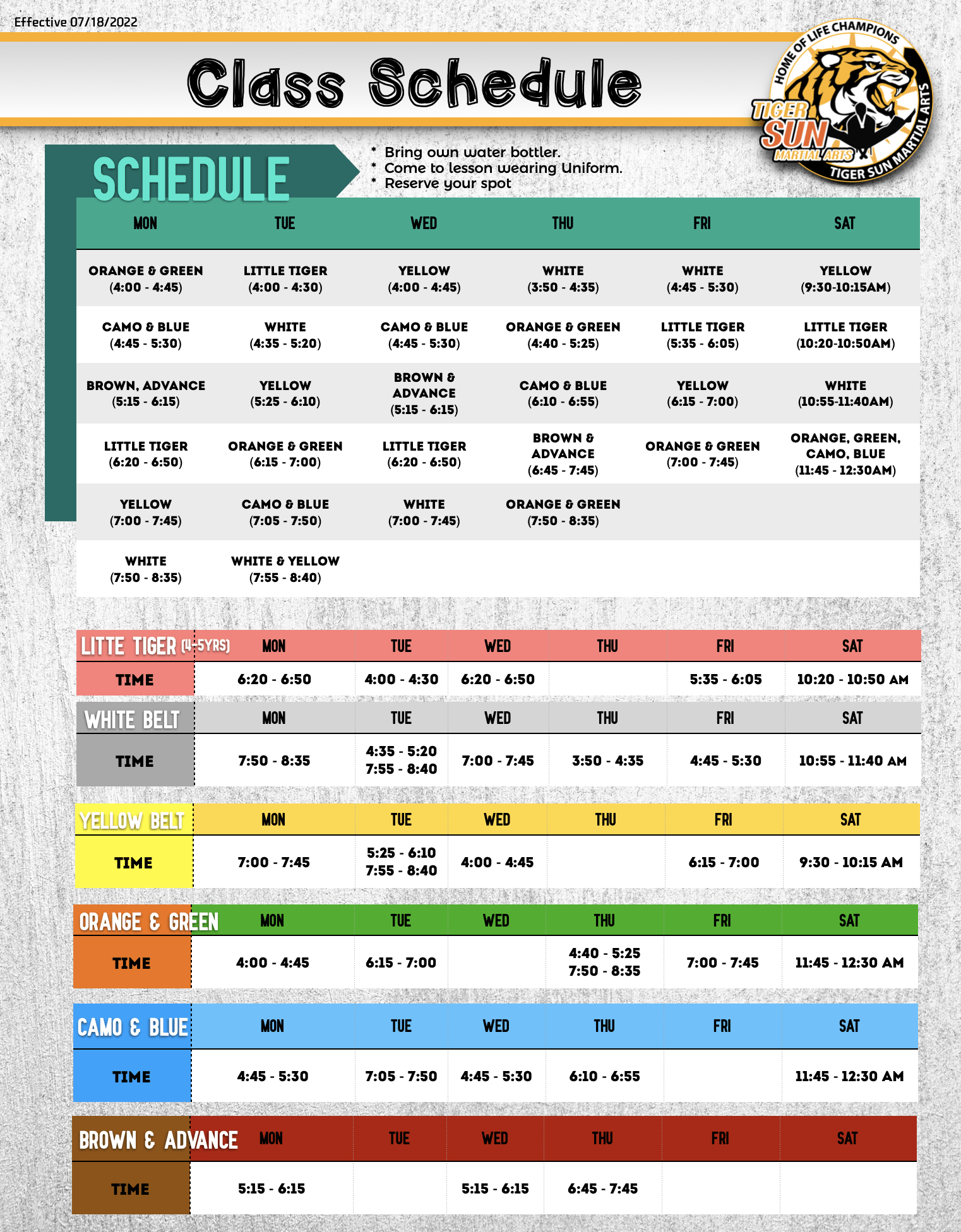 Class Schedule