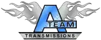 A-Team Transmissions logo with a blue A, silver flames, and black text on a gray banner