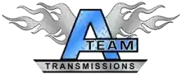 A-Team Transmissions logo with a blue A, silver flames, and black text on a gray banner