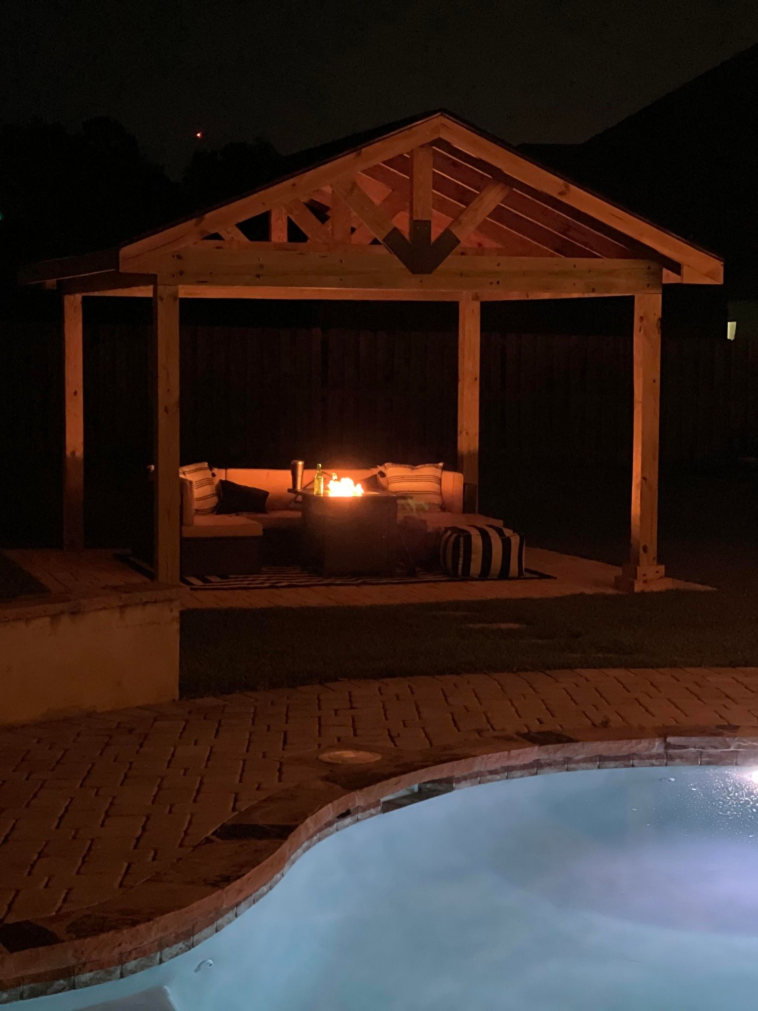 Night view under pergola - Killen, AL - DIY Consulting