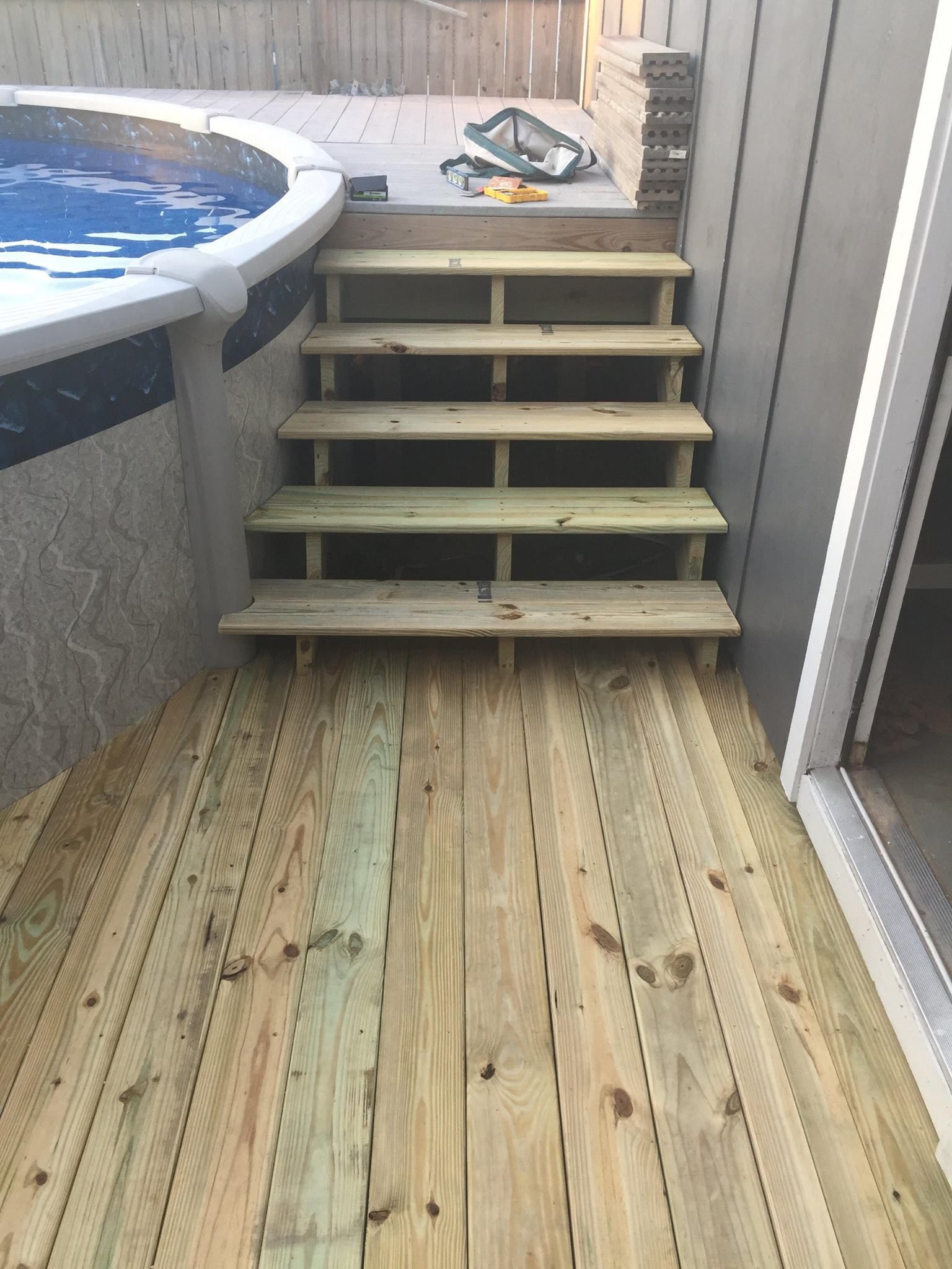 Pool wooden stairs - Killen, AL - DIY Consulting