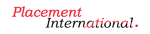 A red and black logo for placement international